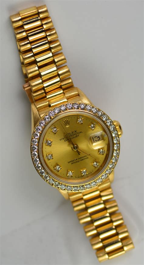 gold rolex datejust with diamonds|Rolex Datejust with diamond bezel.